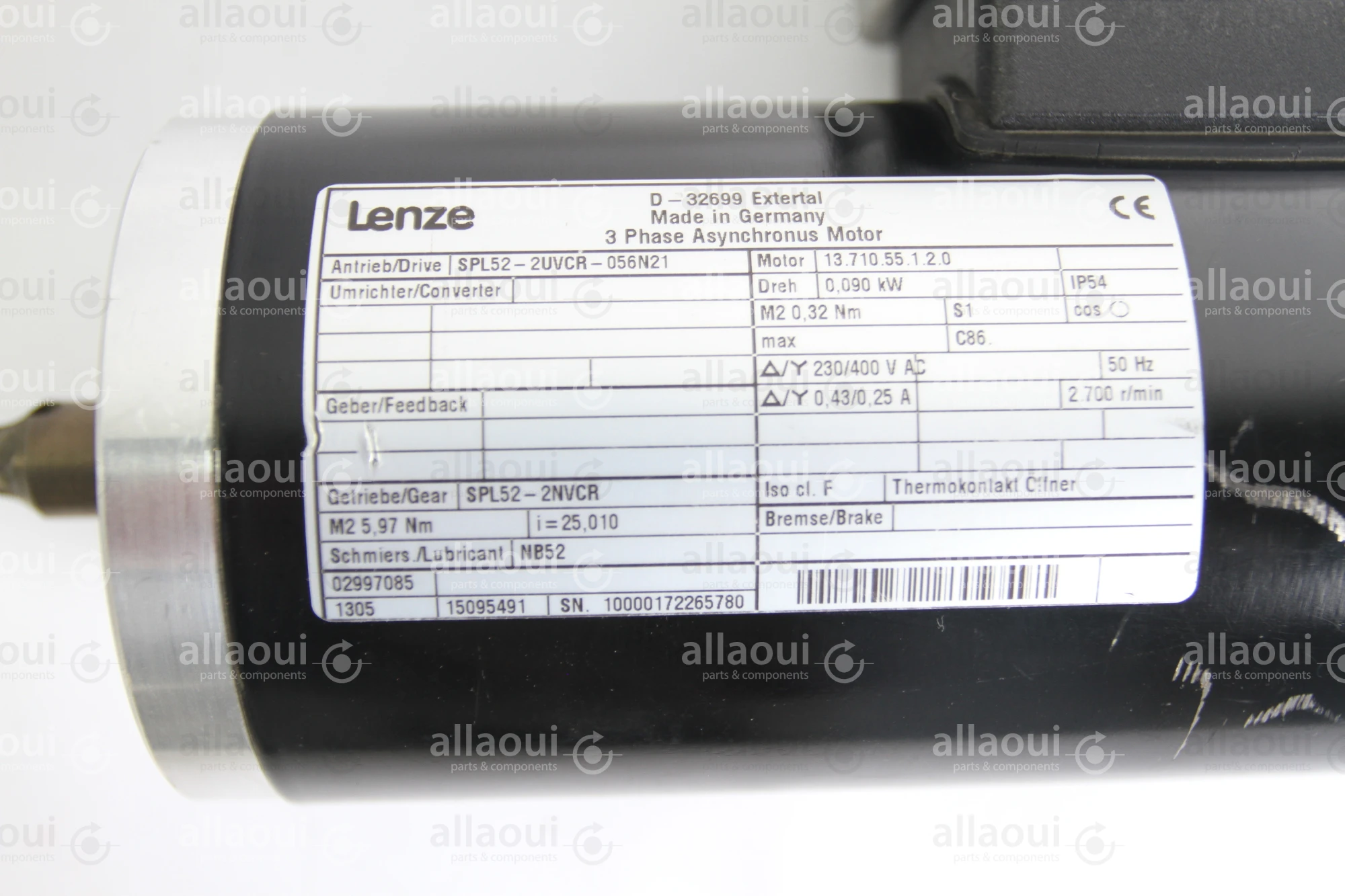Lenze Gear motor without frontal attachment SPL52-2UVCR-056N21