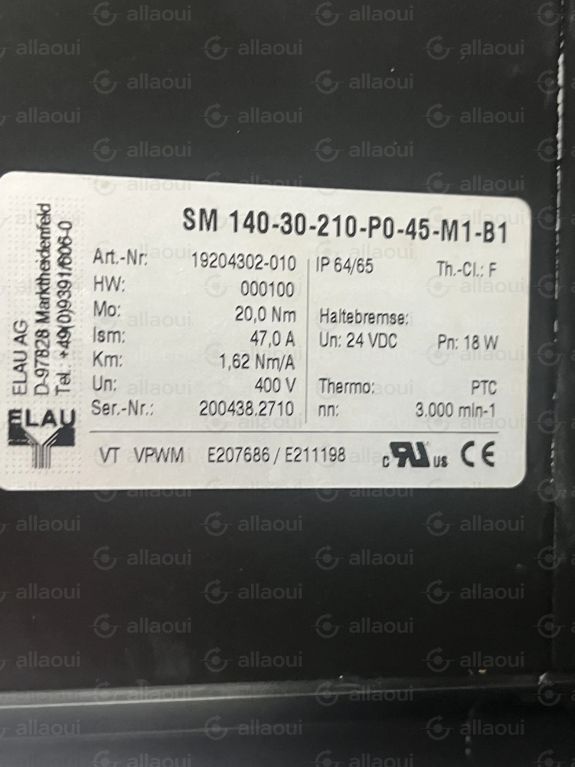 ELAU AG Motor SM 140-30-210-P0-45-M1-B1 ELAU AG Motor SM 140-30-210-P0-45-M1-B1