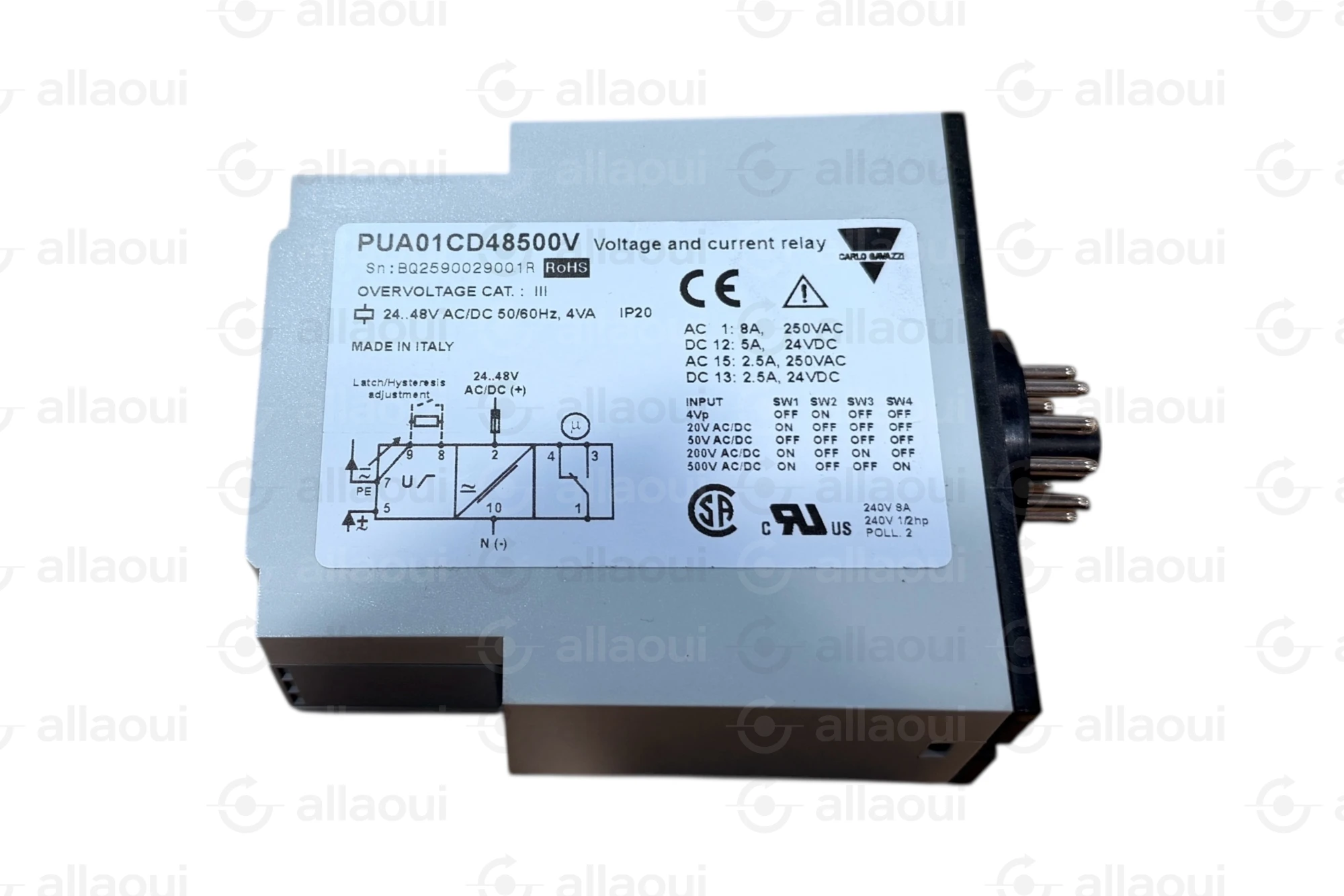 Carlo Gavazzi 1-Phase AC/DC Voltage Monitoring Relay 2-500V PUA01CD48500V