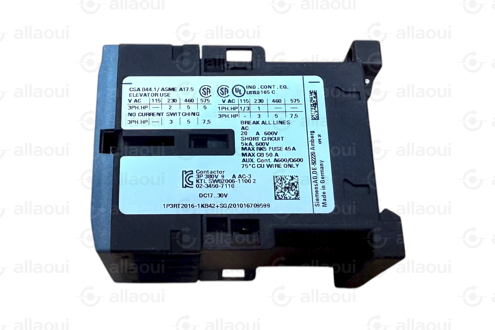 Siemens SIRIUS 3RT Contactor 4 kW 9 A 24 V DC 3RT2016-1KB42