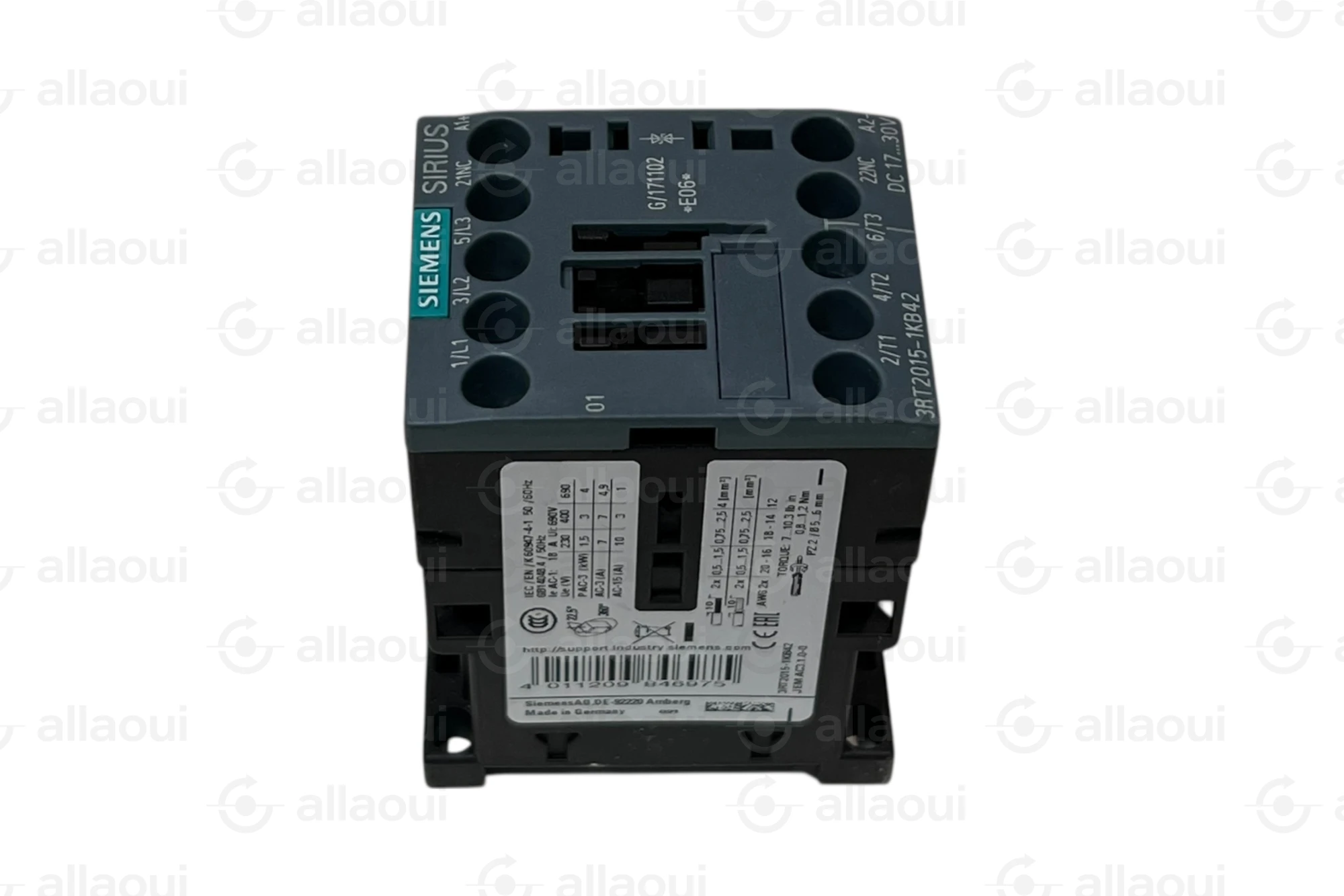 Siemens Contactor 7 A 3 kW 400 V AC 24 V DC 3-Pole 1NC 3RT2015-1KB42 Siemens Contactor 7 A 3 kW 400 V AC 24 V DC 3-Pole 1NC 3RT2015-1KB42