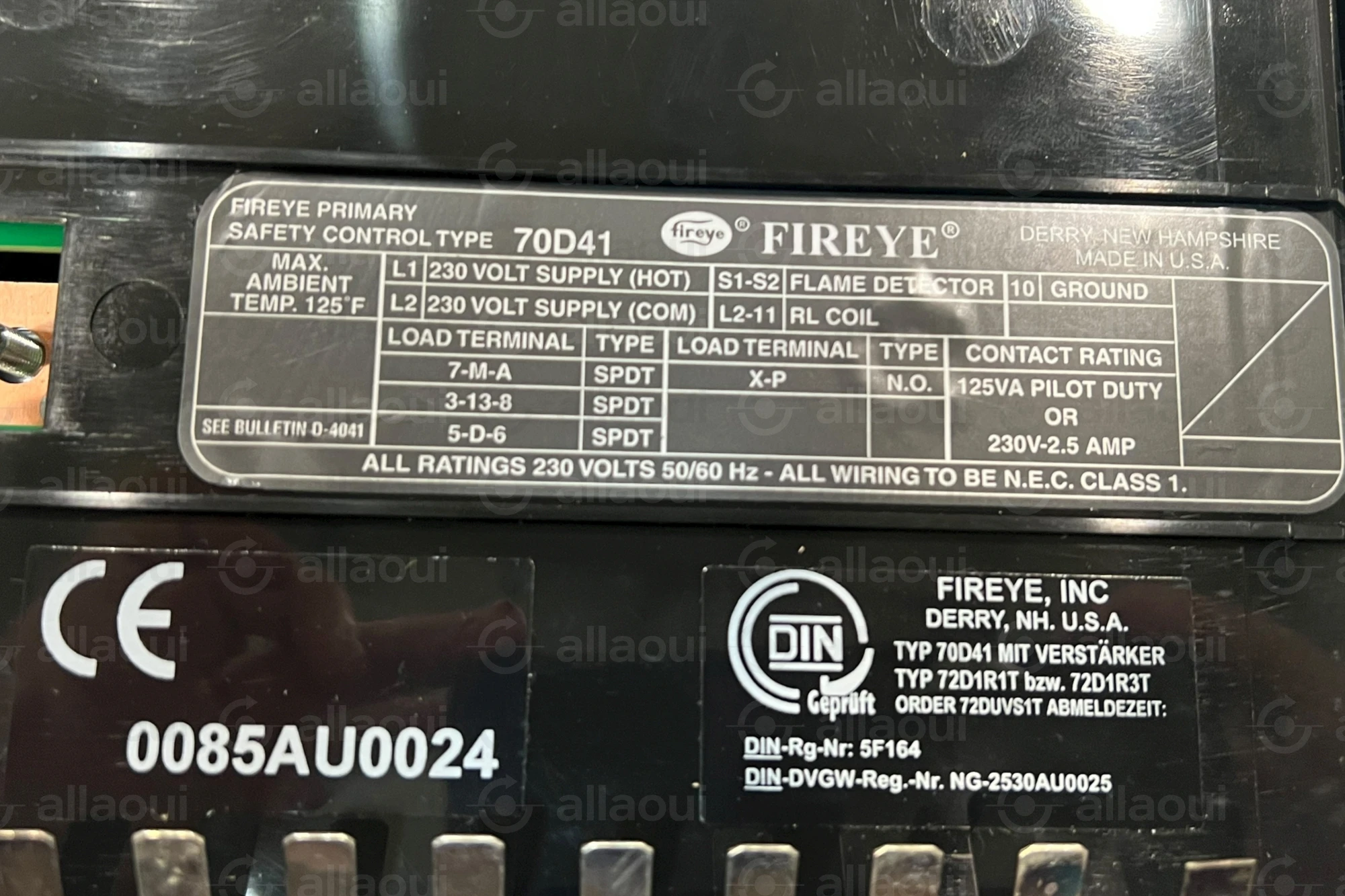 FIREYE Fireye 70D41 Burner Control 230V 70D41
