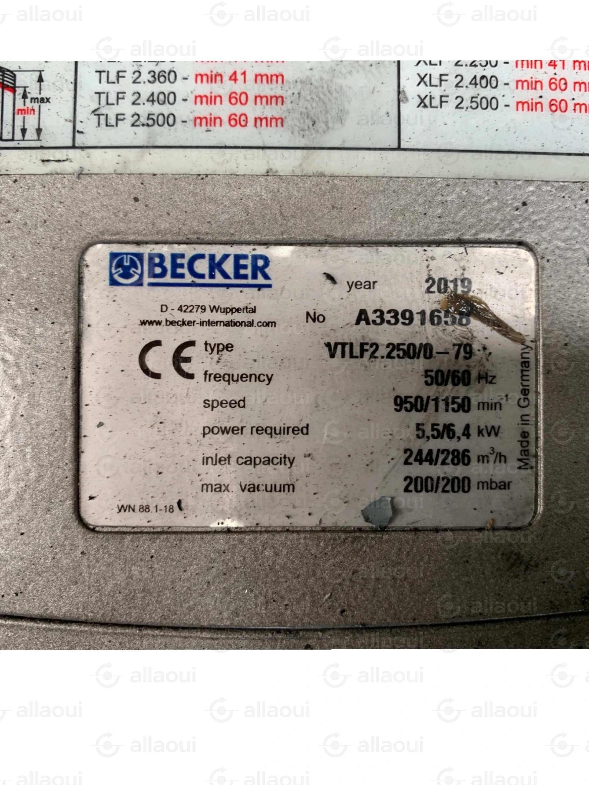 Becker Vacuum Pump VTLF 2.250/0-79