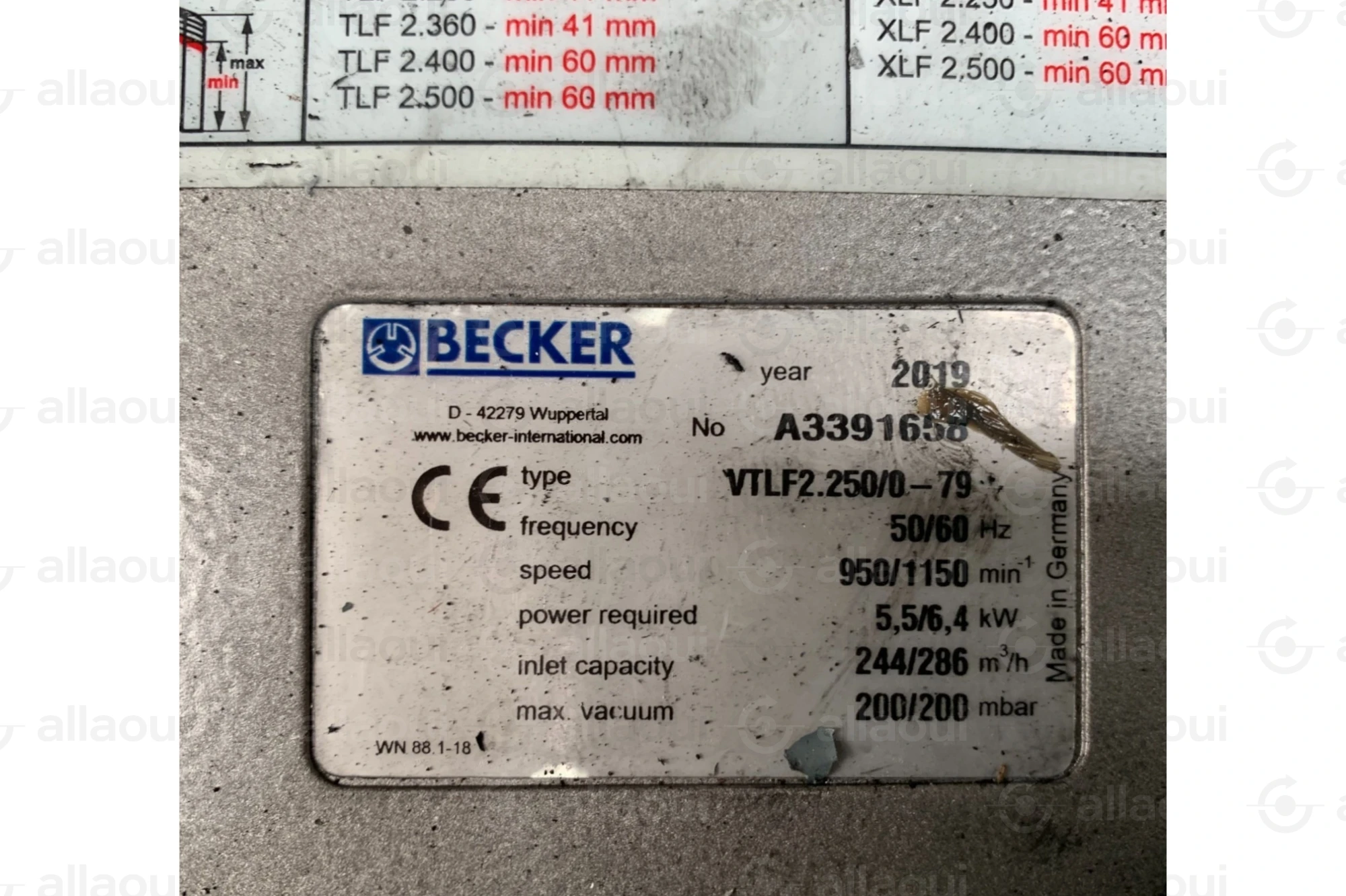Becker Vacuum Pump VTLF 2.250/0-79
