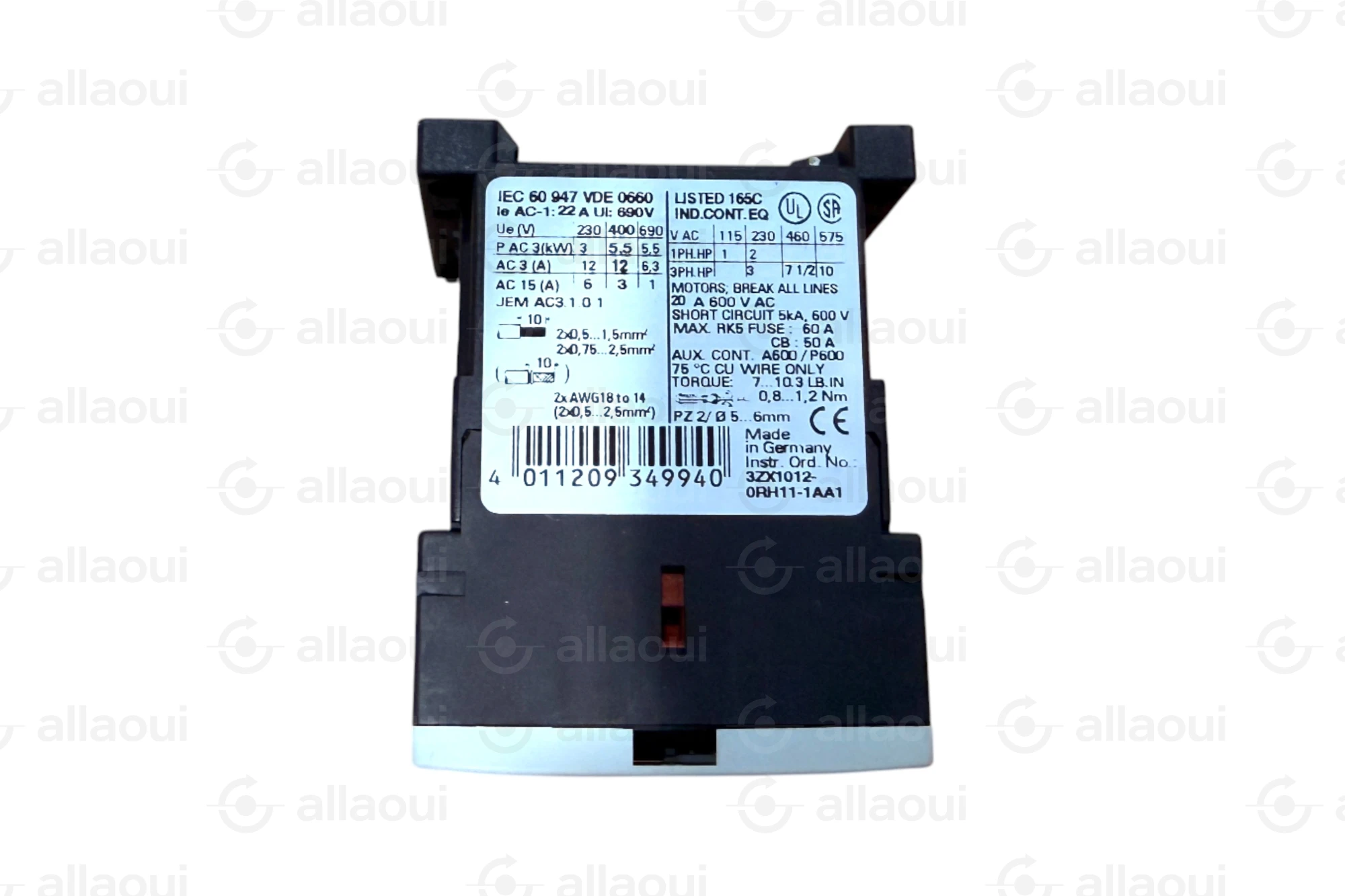 Siemens Power Contactor 4-Pole 22A 42VAC 3RT1517-1AD00