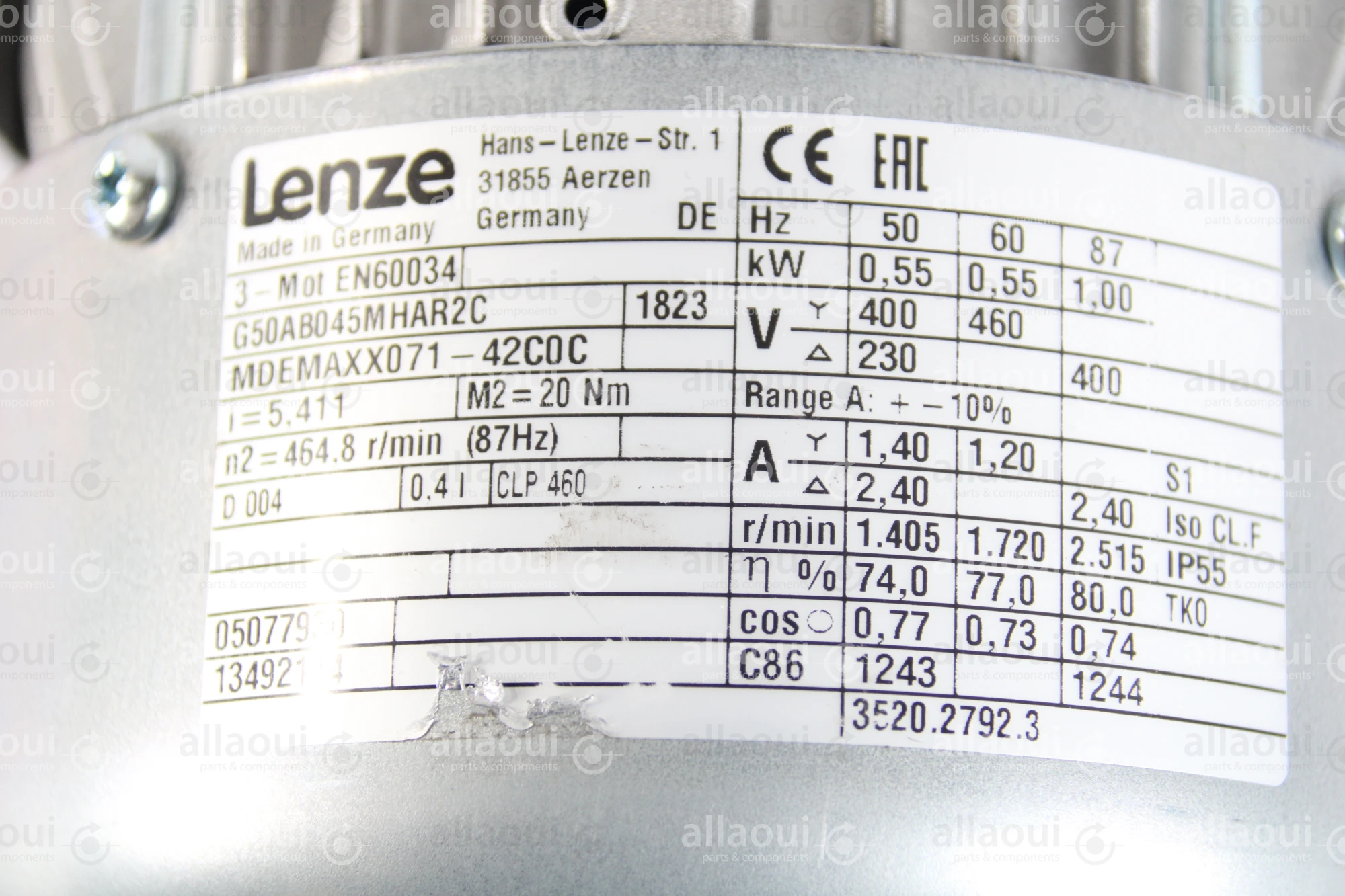 Lenze Motor G50AB045MHAR2C Lenze Motor G50AB045MHAR2C