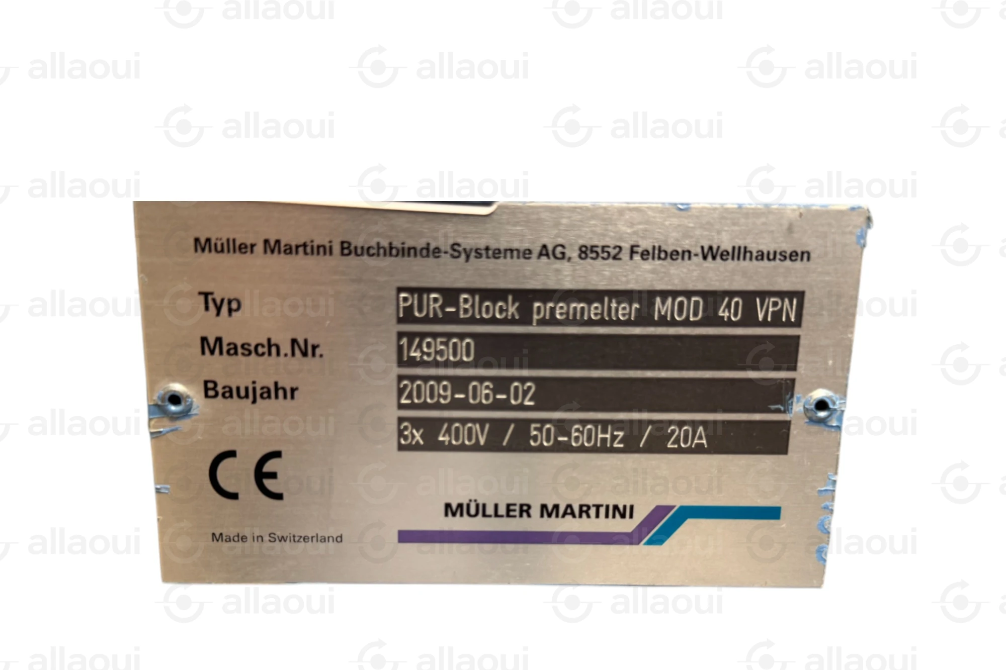 Müller Martini Pur Block Premelter Nozzle PUR-Block premelter MOD 40 VPN Müller Martini Pur Block Premelter Nozzle PUR-Block premelter MOD 40 VPN