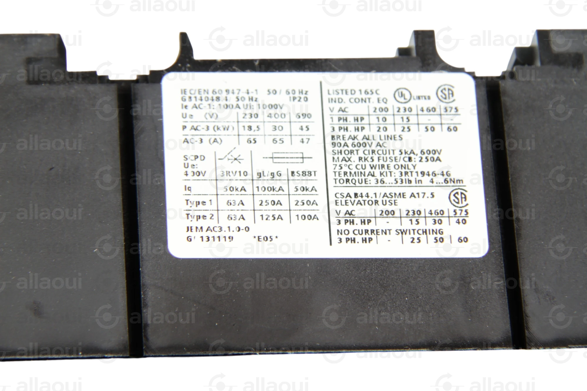 Siemens Contactor 3RT1044-1BB40