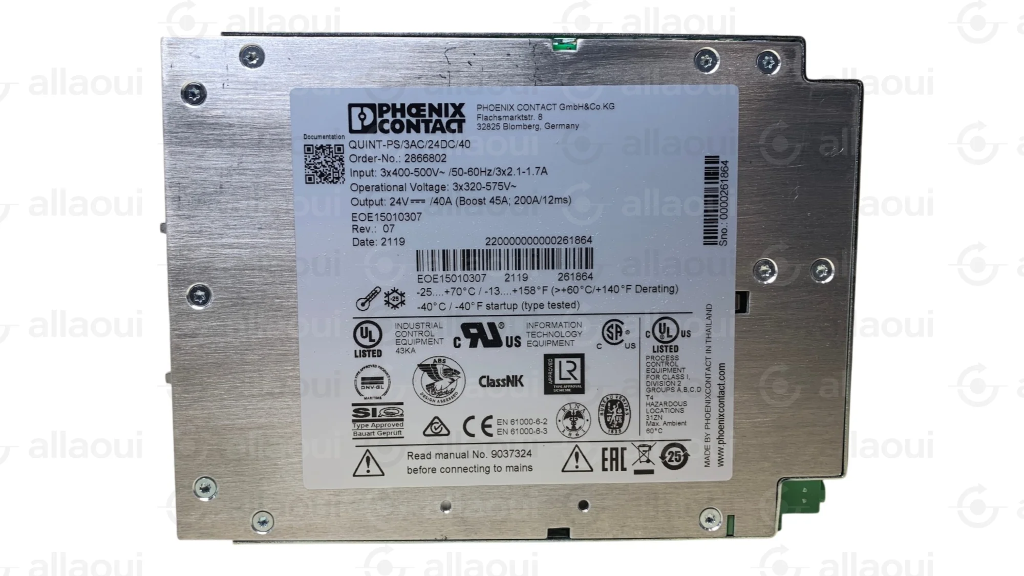 Phoenix Contact Power Supply QUINT-PS/3AC/24DC/40 Phoenix Contact Power Supply QUINT-PS/3AC/24DC/40