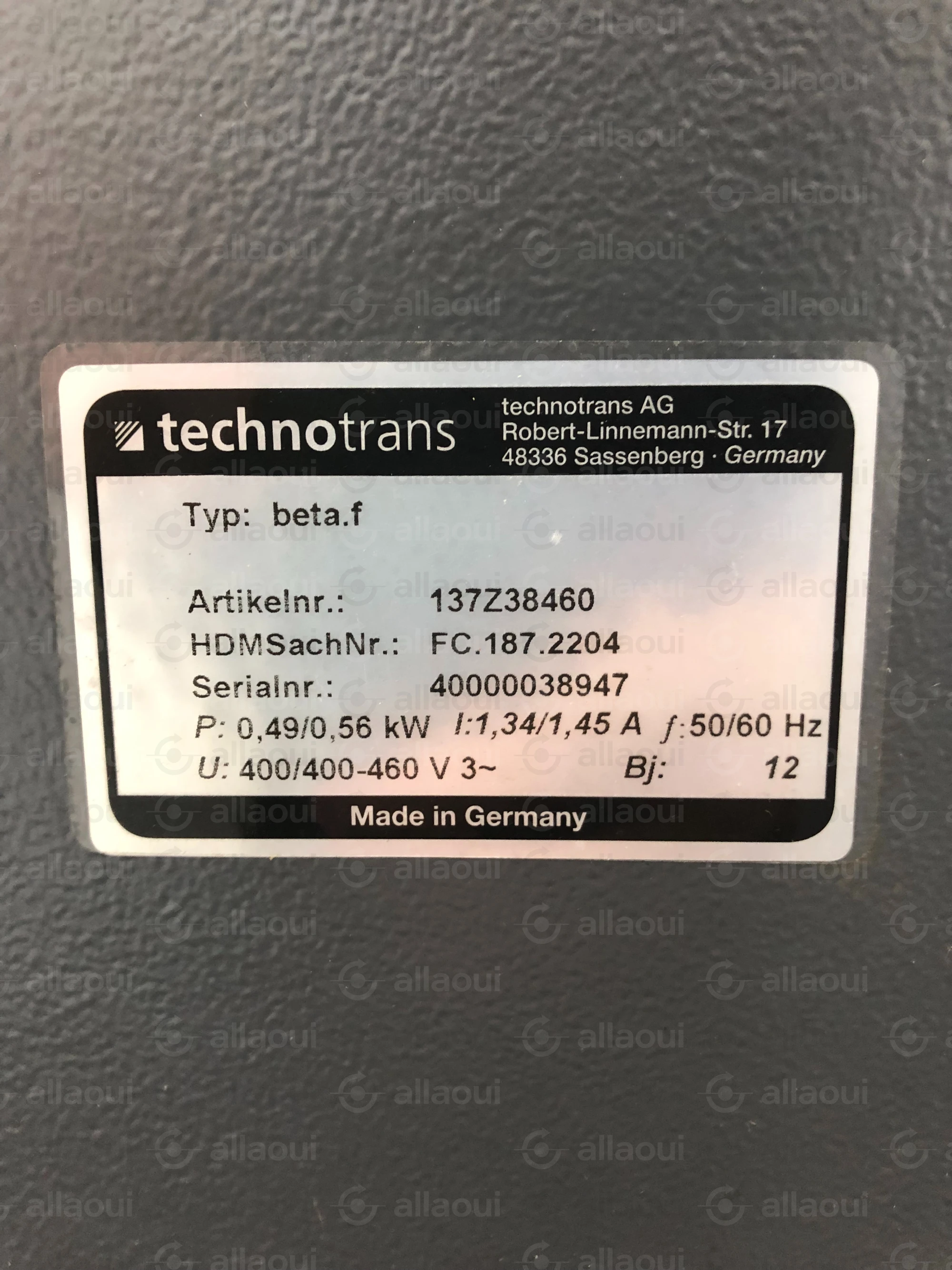 Technotrans beta.f Dampening Solution Filtration 137Z38460 Technotrans beta.f Dampening Solution Filtration 137Z38460