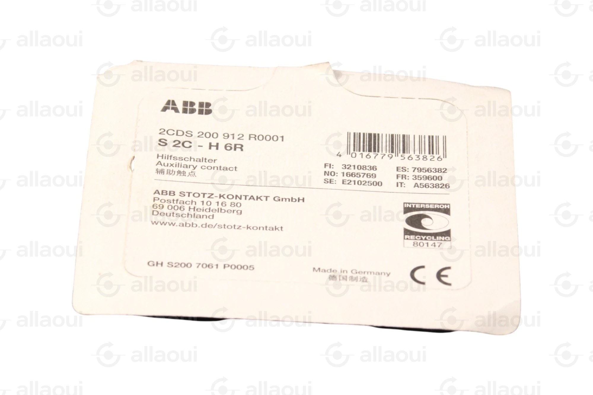 ABB Auxiliary Contact S2C-H6R ABB Auxiliary Contact S2C-H6R