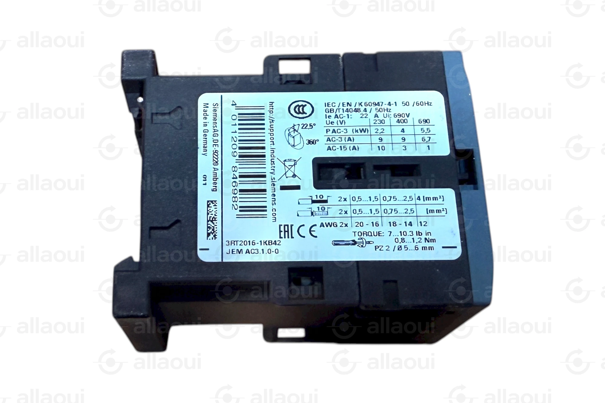 Siemens SIRIUS 3RT Contactor 4 kW 9 A 24 V DC 3RT2016-1KB42
