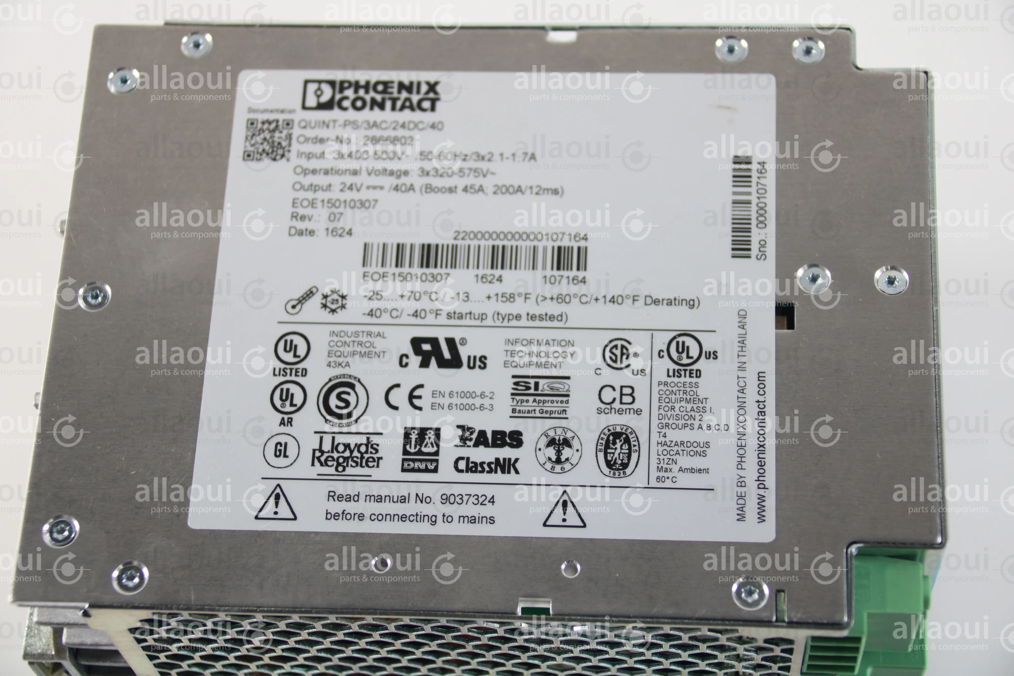 Phoenix Contact Power Supply QUINT-PS/3AC/24DC/40 Phoenix Contact Power Supply QUINT-PS/3AC/24DC/40