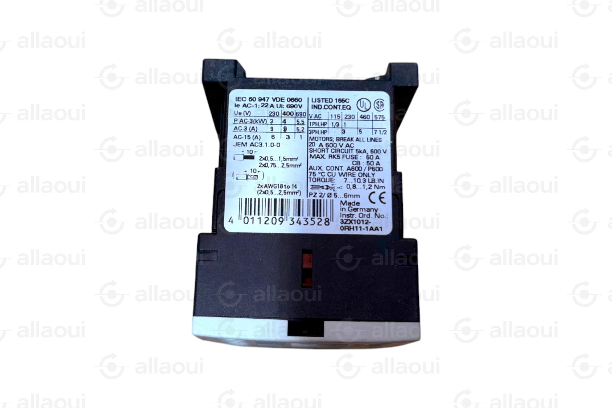 Siemens Contactor 3-pole 4kW AC-3 400V Coil 42V AC 3RT1016-1AD02