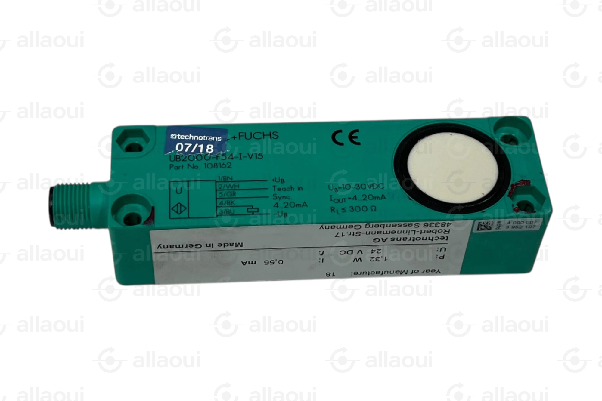 PEPPERL+FUCHS Ultrasonic Sensor 4-20 mA Analog Output M12 Connector UB2000-F54-I-V15