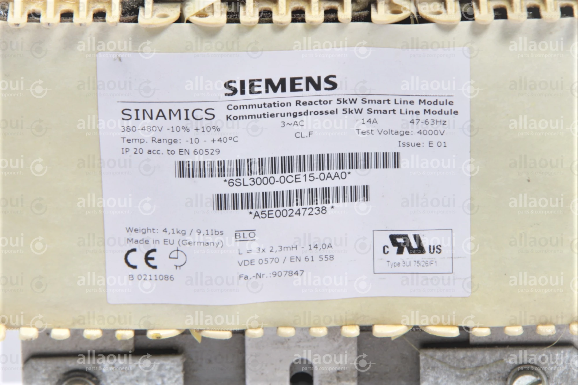 Siemens Commutation Reactor 5kW Smart Line Module 6SL3000-0CE15-0AA0 Siemens Commutation Reactor 5kW Smart Line Module 6SL3000-0CE15-0AA0