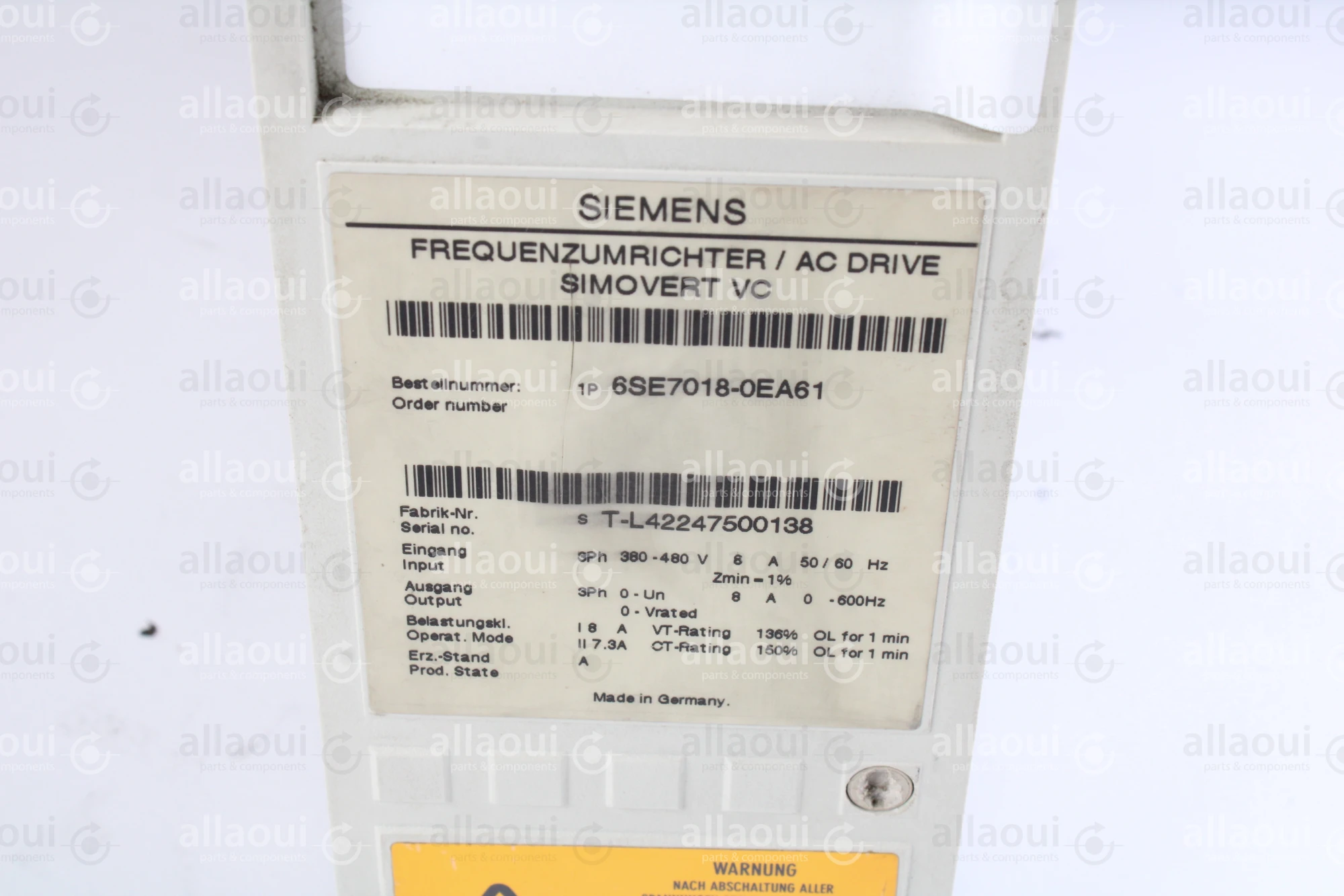 Siemens Frequency Converter 1P-6SE7018-0EA61 Siemens Frequency Converter 1P-6SE7018-0EA61